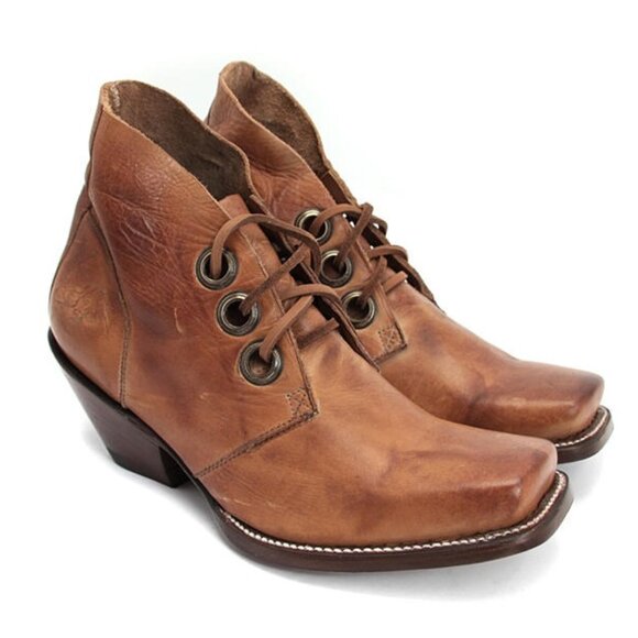John Fluevog I Believe High Simon Leather Heel / W11 / M9 / Brown Lace-Up Unisex - Picture 1 of 14